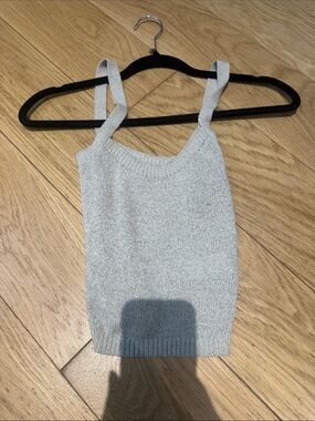 Knit Tank Crop Top - Light Gray